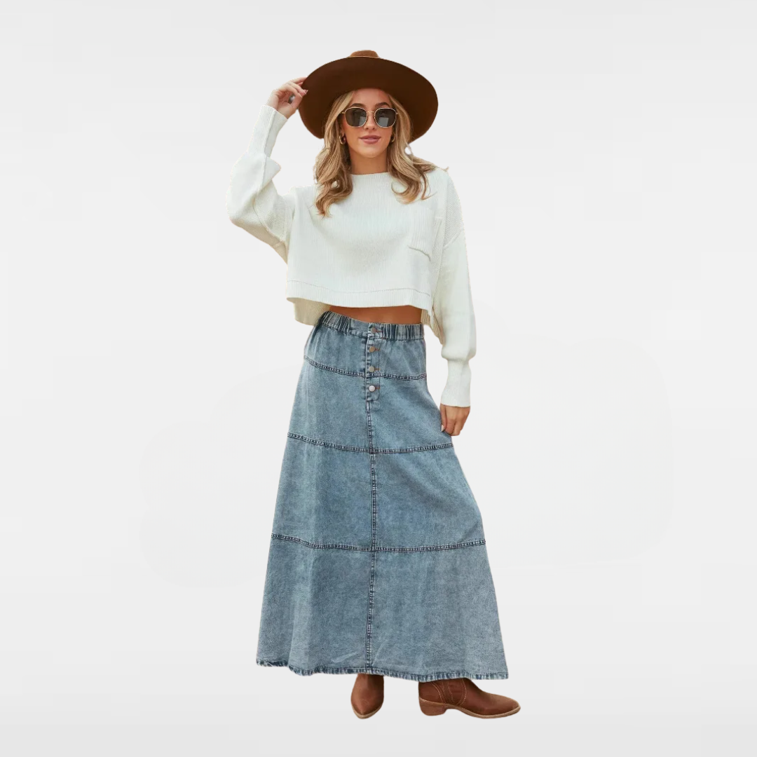 HAILEY | BOHEMINA LONG DENIM SKIRT