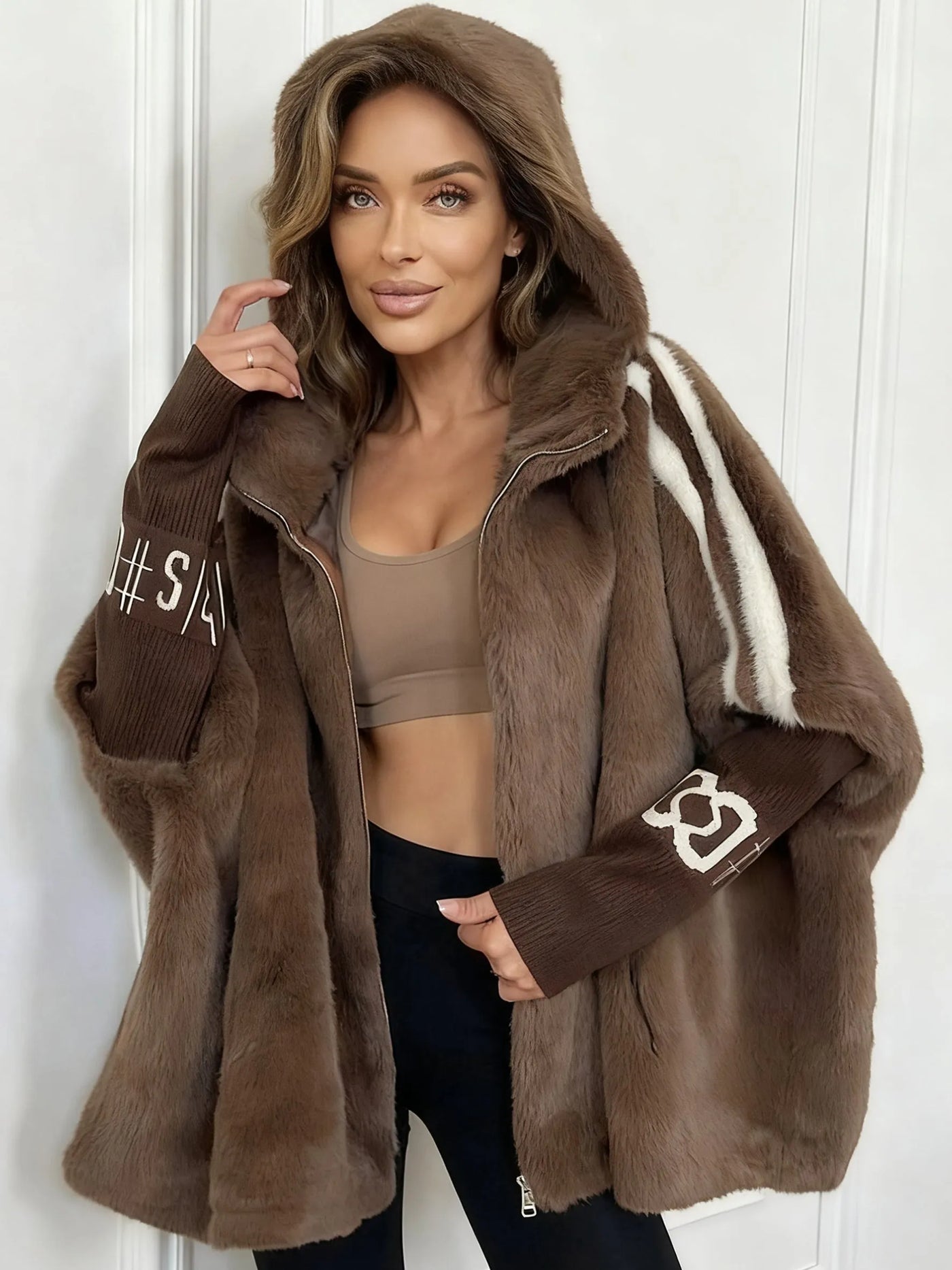 Maxine - Women's Faux Fur Hooded Coat