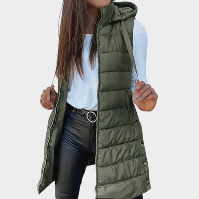 Sienna | Sleeveless Hood Long Puffer Vest