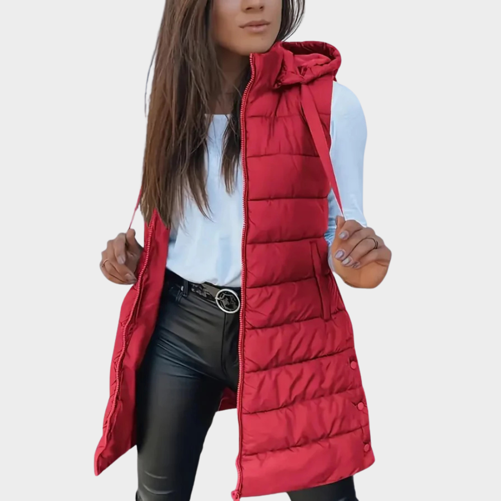 Sienna | Sleeveless Hood Long Puffer Vest