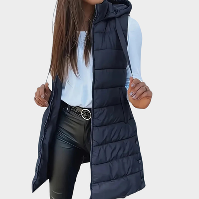 Sienna | Sleeveless Hood Long Puffer Vest