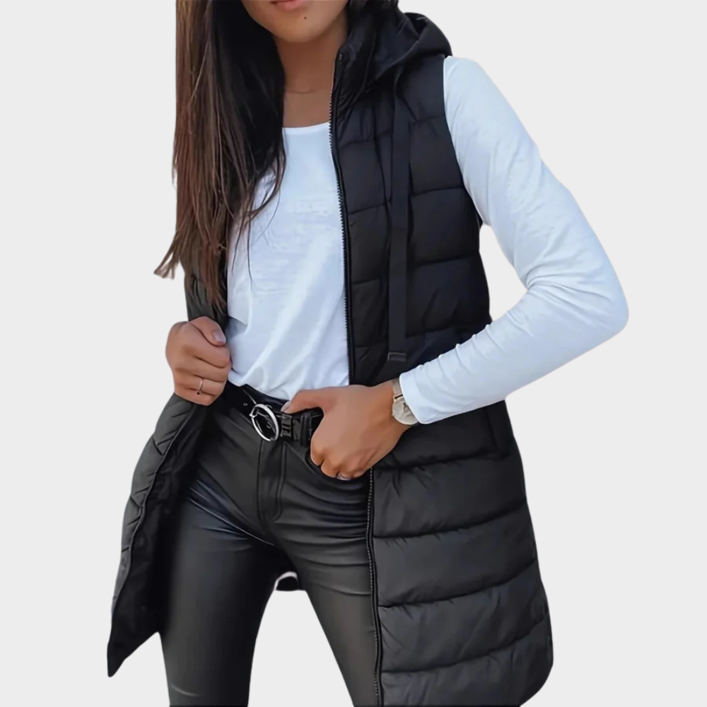 Sienna | Sleeveless Hood Long Puffer Vest