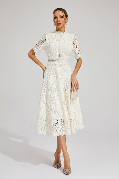 TINA | ELEGANT FLOWER EMBROIDERED DRESS