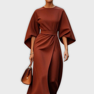 Olivia | Elegant Belted Dolman Sleeve Dress