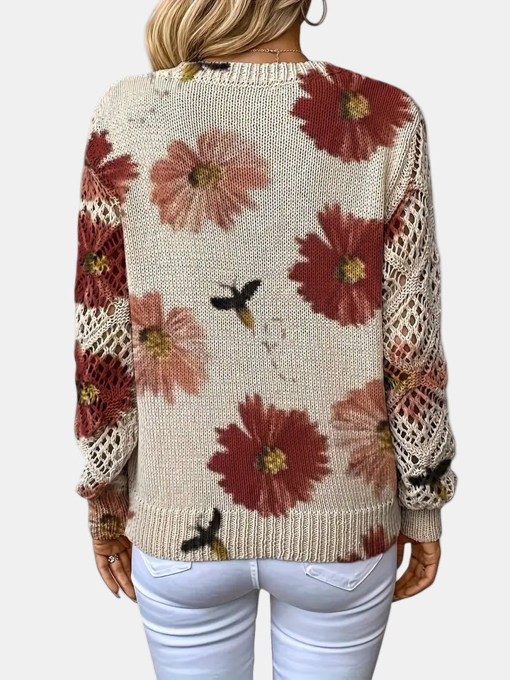 Amelie | Elegant Floral V-Neck Sweater